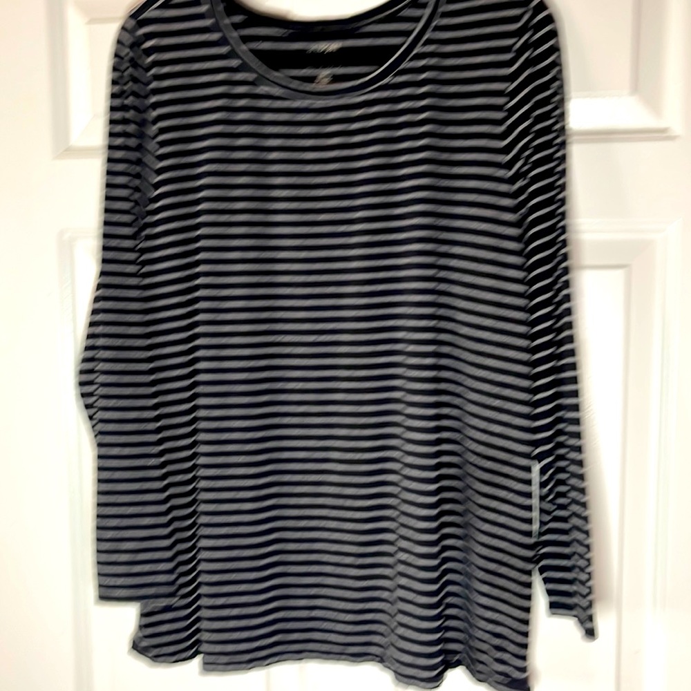 Lane Bryant Pretty & Perfect Stretch Cotton, Pin Striped Pullover Sweater.